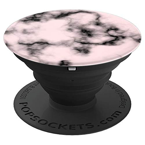Marble Stone Black and Pink PopSockets Grip and Stand for Phones and Tablets