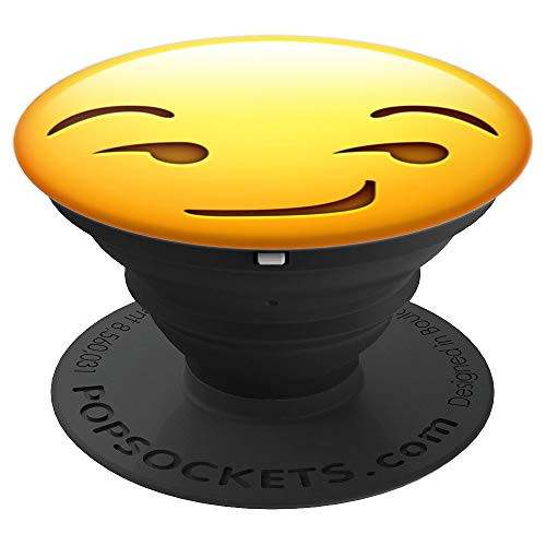 Emoji Smirk and Side Eyes Sneaky Sly Cool Funny Face Design PopSockets Grip and Stand for Phones and Tablets