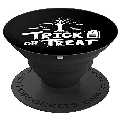 Trick Or Treat Halloween Tombstone Tree And Bats PopSockets Grip and Stand for Phones and Tablets