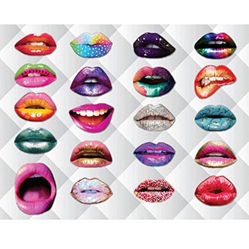 Photo Booth Party Favor Kit, 20 Pieces Lips Photo Booth Props DIY Kit for Wedding, Birthday, Party - DIY photo booth Fun Accessories by Mofeng