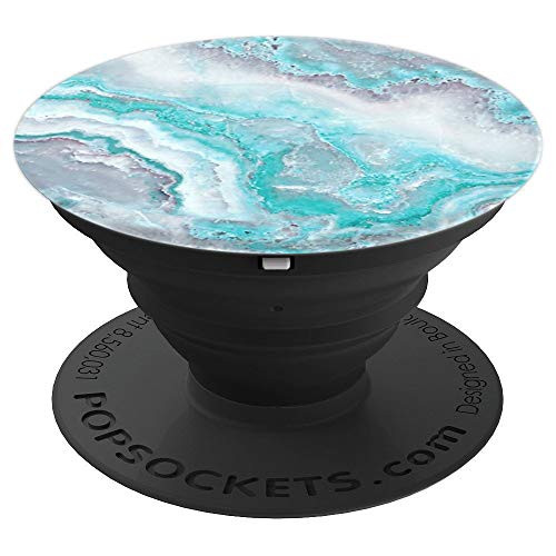 Turquoise, White, Grey, Marble Quartz, Agate, Stone, Cute PopSockets Grip and Stand for Phones and Tablets
