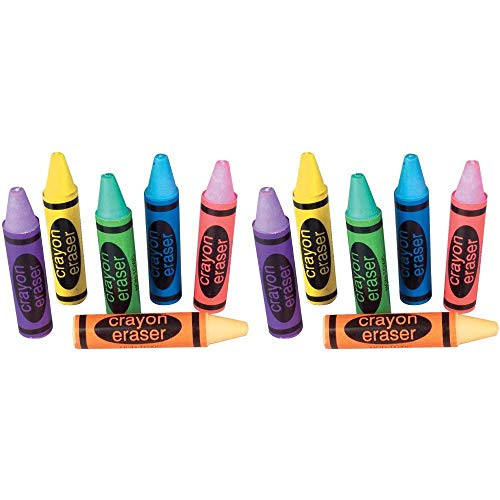 Rhode Island Novelty Crayon Shaped Erasers | Assorted Colors | 2.5 Inch | 12-Pack