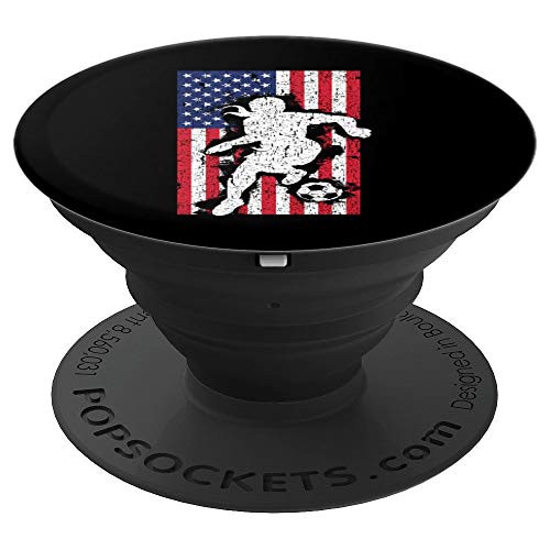 USA American Flag Soccer Player Girl Woman Gift Idea PopSockets Grip and Stand for Phones and Tablets