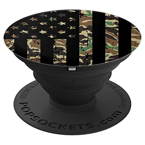 American Flag Camo Pattern Army Military Cool Patriotic Gift PopSockets Grip and Stand for Phones and Tablets