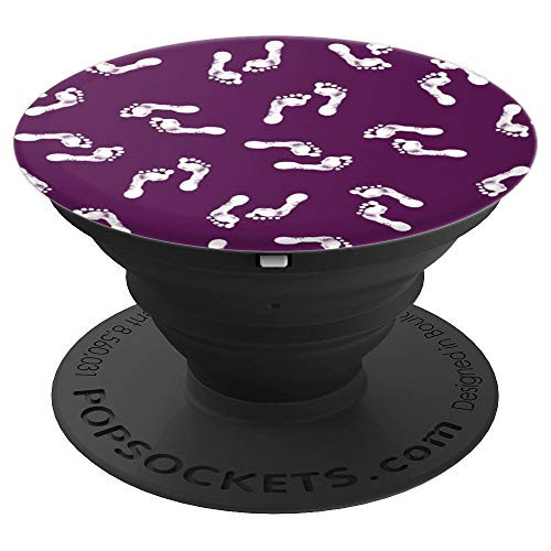 Dark Purple Foot Prints Design PopSocket PopSockets Grip and Stand for Phones and Tablets