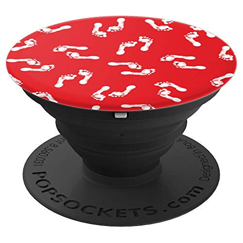 Red Foot Prints Design PopSocket PopSockets Grip and Stand for Phones and Tablets