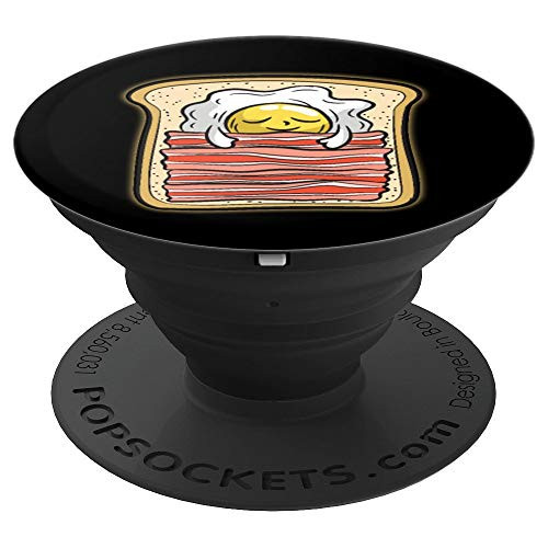 Bed And Breakfast - Funny Fried Egg Bacon Toast Cartoon Joke PopSockets Grip and Stand for Phones and Tablets