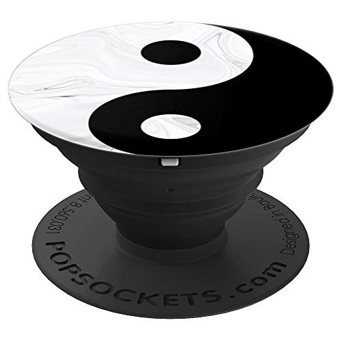 Cool Yin Yang White Stone Marble Spiritual Chinese Symbol PopSockets Grip and Stand for Phones and Tablets