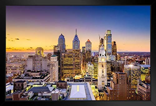 Philadelphia Pennsylvania Skyline Buildings Sunset Photo Black Wood Framed Art Poster 20x14 Philadelphia Pennsylvania Skyline Buildings Sunset Photo Black Wood Framed Art Poster 20x14