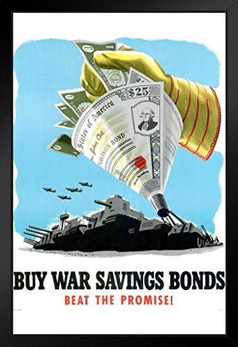 Buy War Savings Bonds Beat The Promise WPA War Propaganda Black Wood Framed Art Poster 14x20
