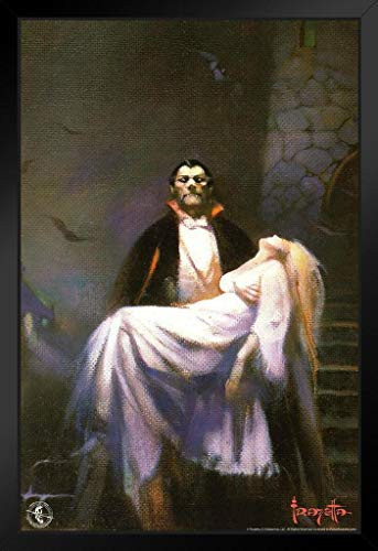 Frank Frazetta Draculas Bride Horror Fantasy Artwork Vampire Monster Classic Retro Vintage Movie Halloween Scary Spooky Black Wood Framed Art Poster 14x20
