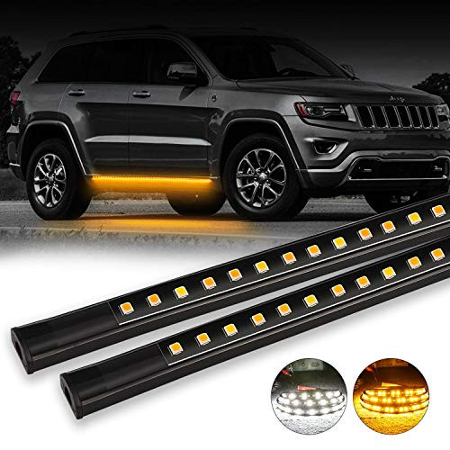 OFFROADTOWN 2pcs 48 Inch LED Board Running Light for Extended & Crew Cab Truck White/Amber Turn Signal Side Marker & Courtesy LED Lighting Strips Running Lights Kit for Truck UTV SUV