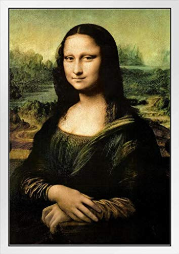 Leonardo Da Vinci Mona Lisa White Wood Framed Poster 14x20