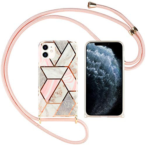 DEFBSC iPhone 7 iPhone 8 Marble Case with Lanyard,Marble Design 360 Degree Rotating Ring Kickstand Soft TPU Shockproof Case Cover for Apple iPhone 7/8/SE 2020 4.7 Inch (Marble)