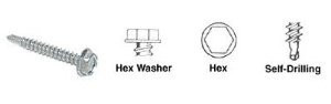 CRL 1/4-20 x 1" Hex Washer Head Self-Drilling Screws - 20153203