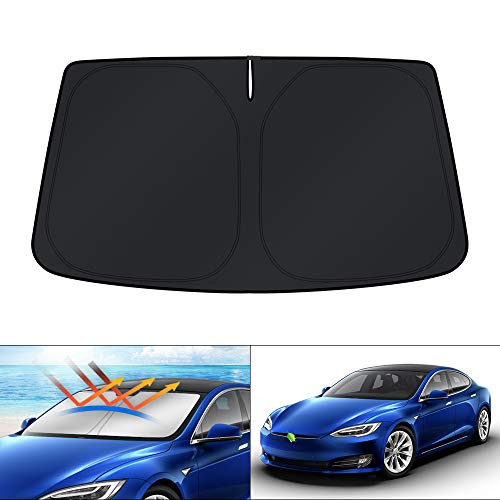 KUST Windshield Sun Shade Blocks UV Rays Sun Visor Protector Foldable Sunshade for Tesla Model S Sedan 2012-2020 Keep Your Car Cooler