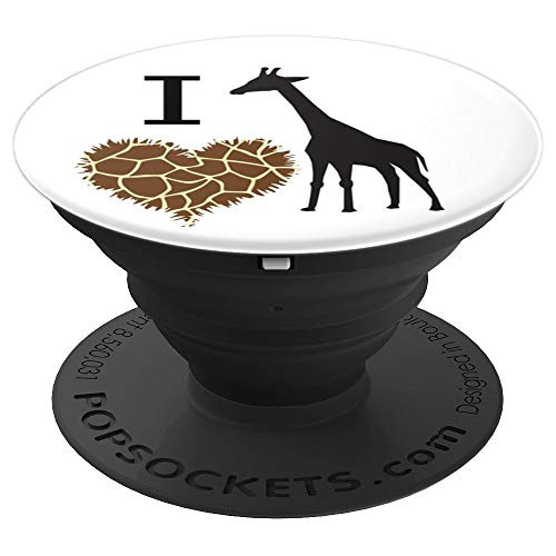 I Love Giraffes Giraffe Print Heart Cute Animal Gift Girls PopSockets Grip and Stand for Phones and Tablets