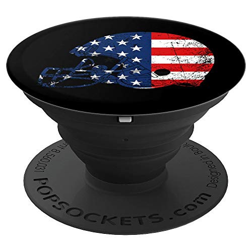 Football USA American Flag in Distressed Helmet PopSockets Grip and Stand for Phones and Tablets