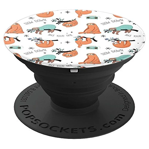 SLOTH MODE Slow Down Take Your Time Meme Sloths Pattern PopSockets Grip and Stand for Phones and Tablets