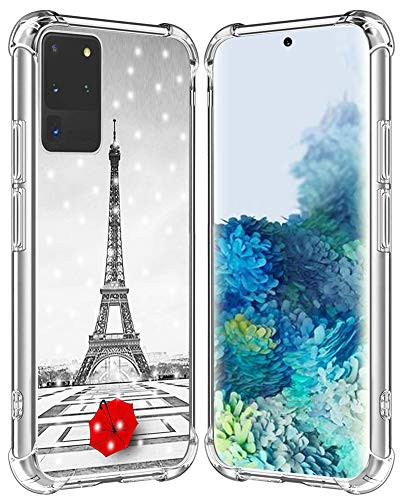 IWONE S20 Ultra 5G Case Eiffel Tower Designer Rubber Durable Protective Skin Cover Shockproof Compatible for Samsung Galaxy S20 Ultra 5G Get Lost in Paris Creative Romantic Eiffel Tower Design