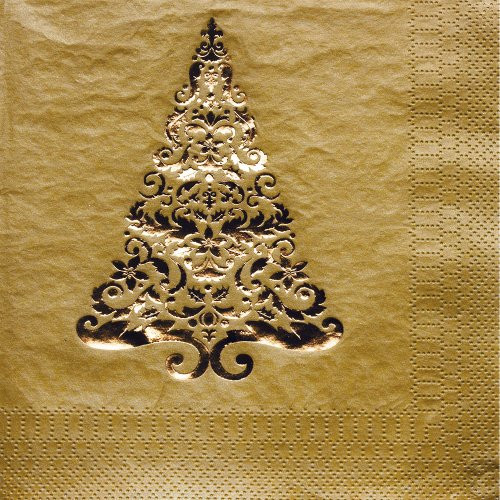 16-Count Glitz Foil Stamped Paper Beverage Napkins, Gold