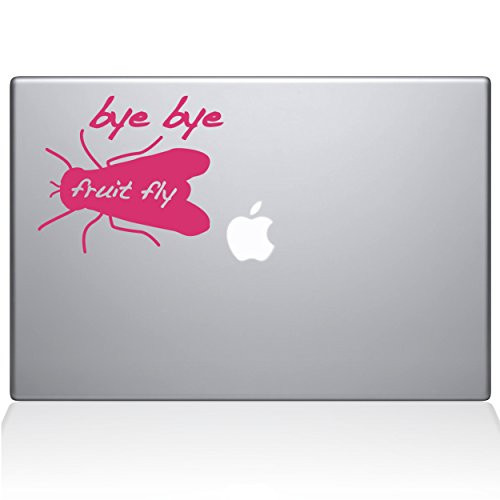 The Decal Guru 0215-MAC-15X-G Bye Bye Fruit Fly MacBook Decal Vinyl Sticker - 13" MacBook Pro (2016 & Newer) - Pink
