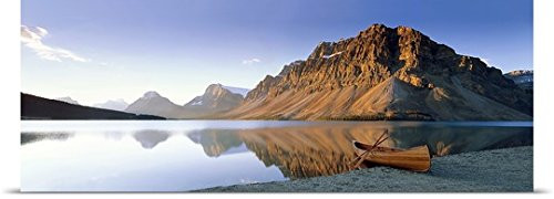 GREATBIGCANVAS Entitled Canoe at The Lakeside, Bow Lake, Banff National Park, Alberta, Canada Poster Print, 36" x 12", Multicolor GREATBIGCANVAS Entitled Canoe at The Lakeside, Bow Lake, Banff National Park, Alberta, Canada Poster Print, 36" x 12", Multicolor