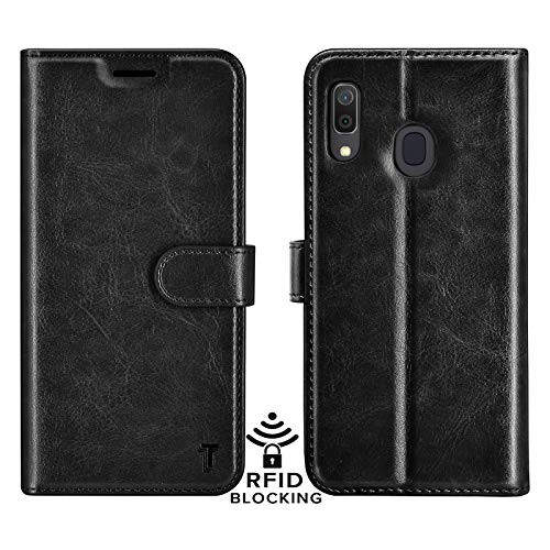 Njjex Samsung Galaxy A20 Case, for Galaxy A20 / A30 Wallet Case, RFID Blocking PU Leather Folio Flip ID Credit Card Slots Holder [Kickstand] Magnetic Closure Phone Cover for Samsung A20 A30 [Black]