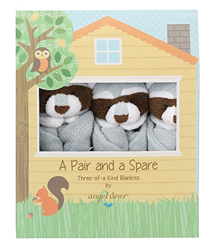 Angel Dear Pair and a Spare 3 Piece Blanket Set, Greyish Blue Raccoon