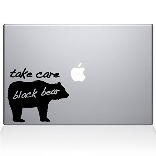 The Decal Guru Take Care Black Bear MacBook Decal Vinyl Sticker - 12" MacBook - Black (1189-MAC-12M-BLA)