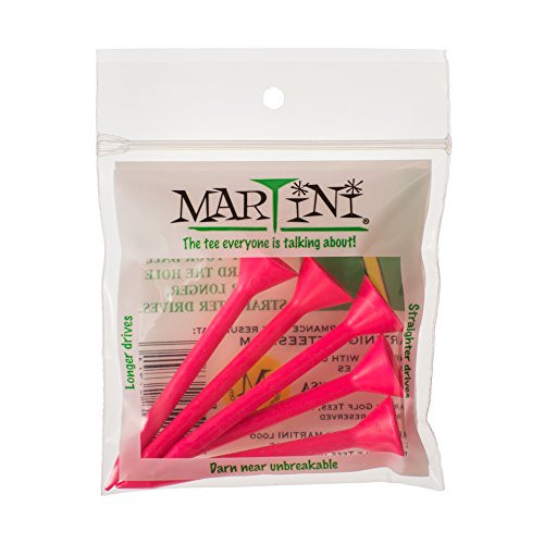 Martini Golf 3-1/4" Durable Plastic Tees 5-Pack (Pink)