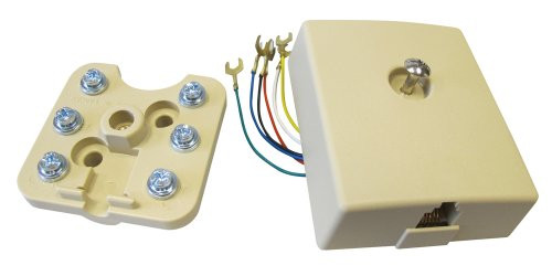 Allen Tel Products AT214B6 1 Port, USOC Wiring, 6 Position, 6 Conductor Modular Surface Outlet Jack, Ivory