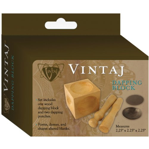 Vintaj Tools Dapping Block Wood 2 Punches
