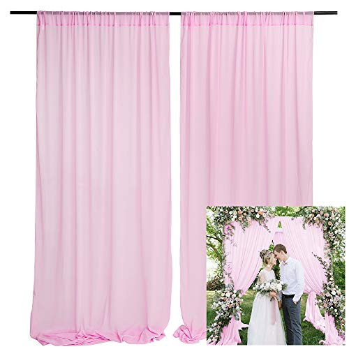 Wedding Ceiling Draping 10ftx8ft Pink Chiffon Backdrop Sheer Drape Panel Fabric Backdrop Birthday Photography Background Decoration