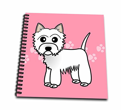 3dRose Cute Cartoon West Highland Terrier - Westie Dog on Pink Paw Prints - Memory Book, 12 by 12-Inch (db_58605_2)
