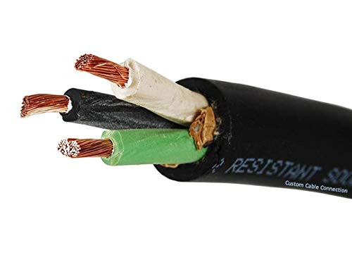 Custom Cable Connection 16/3 SOOW 16 AWG 3 Conductor 600 Volt Portable Power Cable - 50 Foot Roll in a Bag