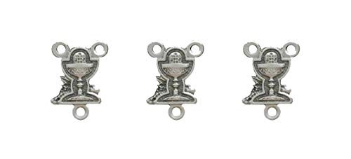 Silver Tone IHS Chalice First Communion Centerpiece Charm for Rosaries, 3/4 Inch, Pack of 3 Silver Tone IHS Chalice First Communion Centerpiece Charm for Rosaries, 3/4 Inch, Pack of 3