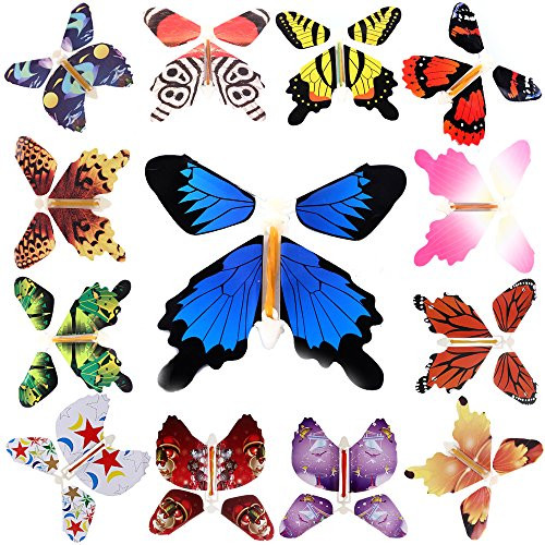RINHOO 2-100Pcs Magic Fairy Flying in The Book/Card Butterfly Rubber Band Powered Wind Up Butterfly Toy Great Surprise Wedding Birthday Gift (13pcs) RINHOO 2-100Pcs Magic Fairy Flying in The Book/Card Butterfly Rubber Band Powered Wind Up Butterfly Toy Great Surprise Wedding Birthday Gift (13pcs)