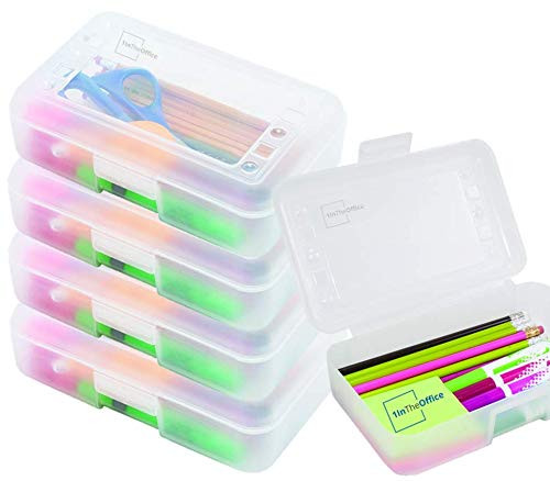 1InTheoffice Pencil Box, Polypropylene Clear (4 Pack)