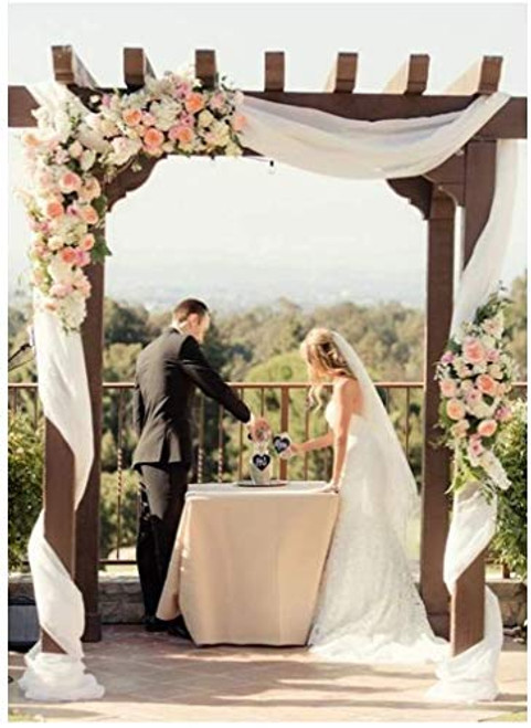 Sheer Wedding Drapes Ivory Chiffon Wedding Backdrop Curtains 9.8ftx10ft Wedding Decoration Soft Backdrop Drapes for Photography