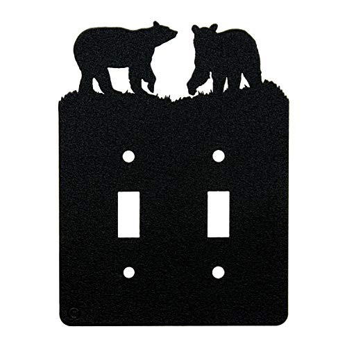 Bear Double Toggle Light Switch Wall Plate(Double Toggle, Black)