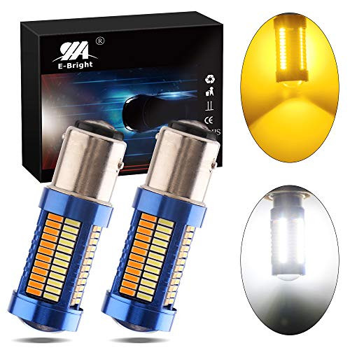 EverBright 1157 Switchback LED Turn Signals BAY15D 7528 2057 2357 Light Bulb for Turn Signal Bulb Daytime Running Lights Parking Light, 108SMD 3014Chipset, Amber/White (Pack of 2)