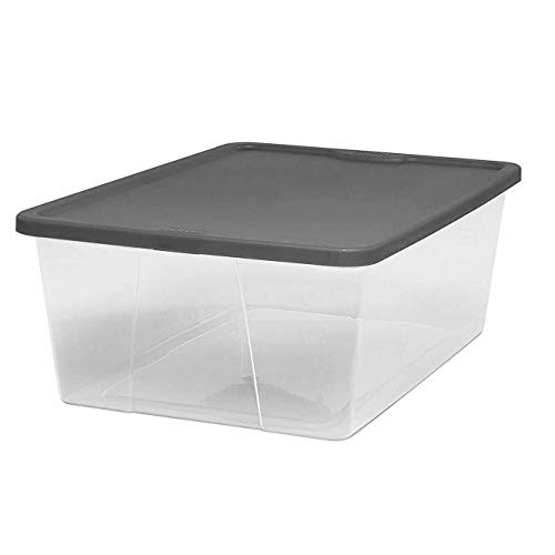 HOMZ Snaplock Clear Storage Bin with Lid, Small-12 Quart, Grey, 4 Pack