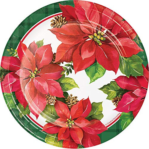 Creative Converting Poinsettia Dessert Plates, One Size, Multicolor