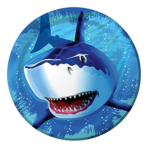 Creative Converting Shark Splash Round Dinner Plates, 24 Count