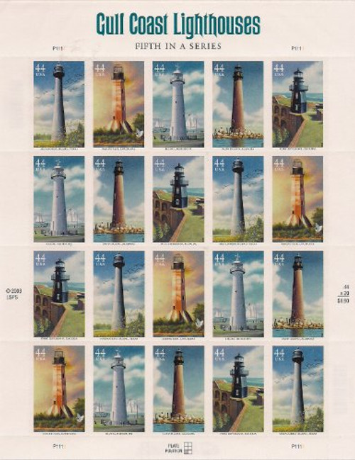 USPS Gulf Coast Lighthouses Sheet of Twenty 44 Cent Stamps Scott 4409-13 USPS Gulf Coast Lighthouses Sheet of Twenty 44 Cent Stamps Scott 4409-13