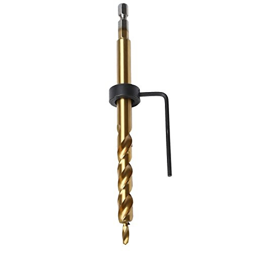 OCGIG 1/4" Hex Twist Step Drill Bit Stop Collar Set for Kreg Pocket Hole Drill Jig Guide 3/8",Gold