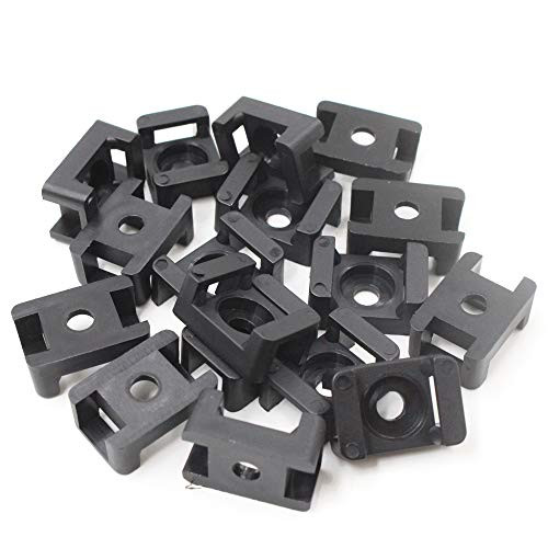 EMeskymall Black 120 Pcs 9mm Width Cable Tie Saddle Type Mount Wire Buddle Holder