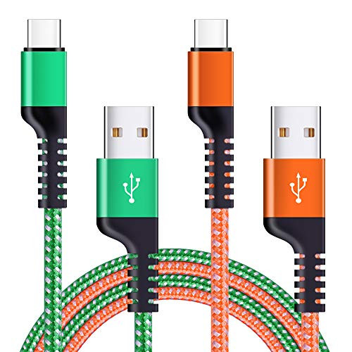 USB Type C Charger Cable, 2Pack 6ft AndHot Nylon Braided Fast Charging Cord Compatible with MacBook Pro 2018, LG Stylo 4 G7 ThinQ, Samsung Galaxy S8 S9 S10 Plus Note 9, OnePlus 6 6T, Moto G6/X4/Z3/Z2