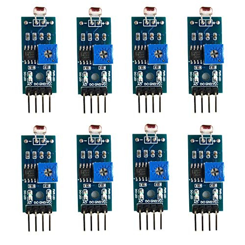 8pcs Photoresistor Module 4 Connections Digital Light Intensity Detection Photosensitive Resistance Sensor Module for Arduino Uno and Raspberry Pi